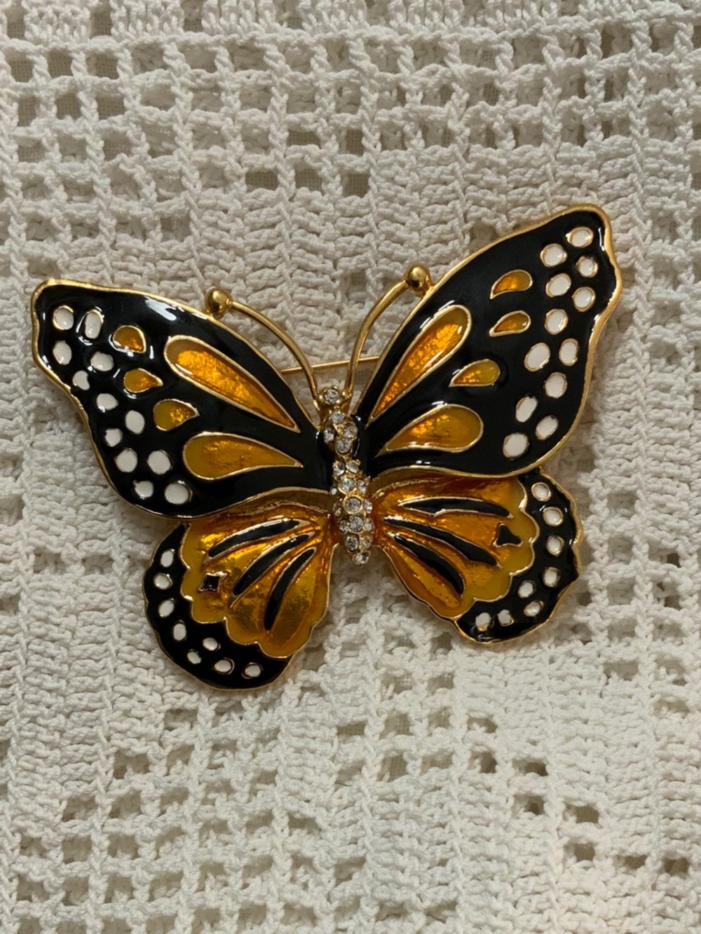 Kenneth Jay Lane Black and Gold Butterfly Brooch